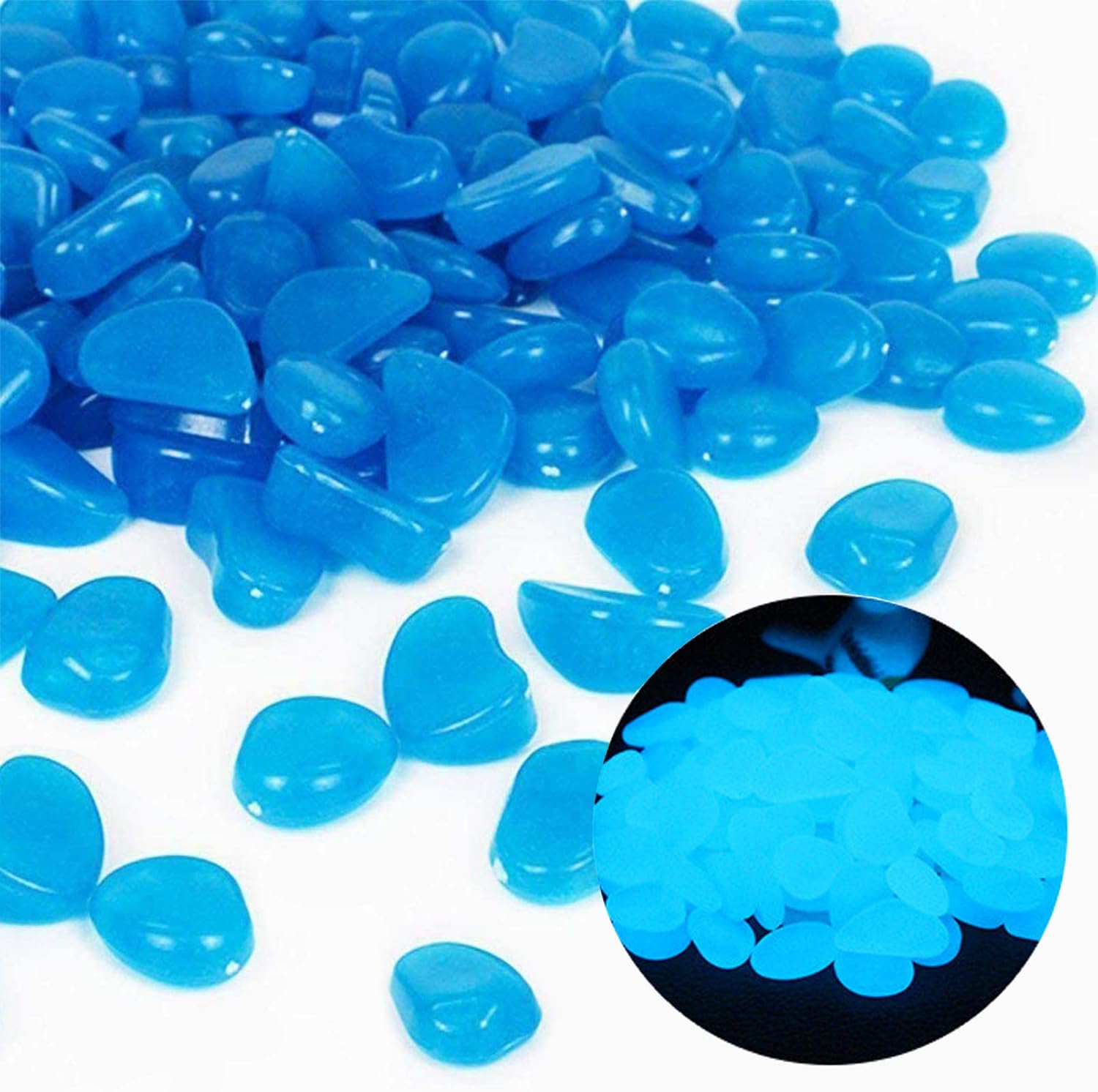 Aquarium Plant Growth - Fish Tank Rocks Glow Blue Pebbles